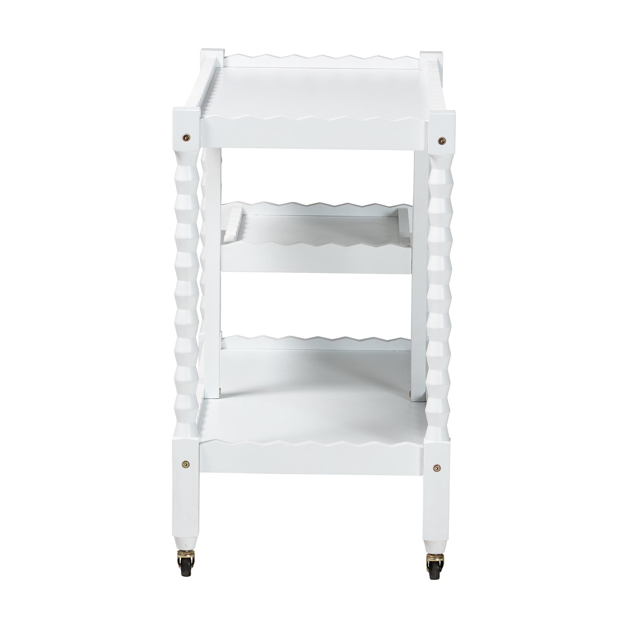 Seamus 3-Tier Beech Brown Book Cart with Bobbin Frame, WHITE, alternate image number 3