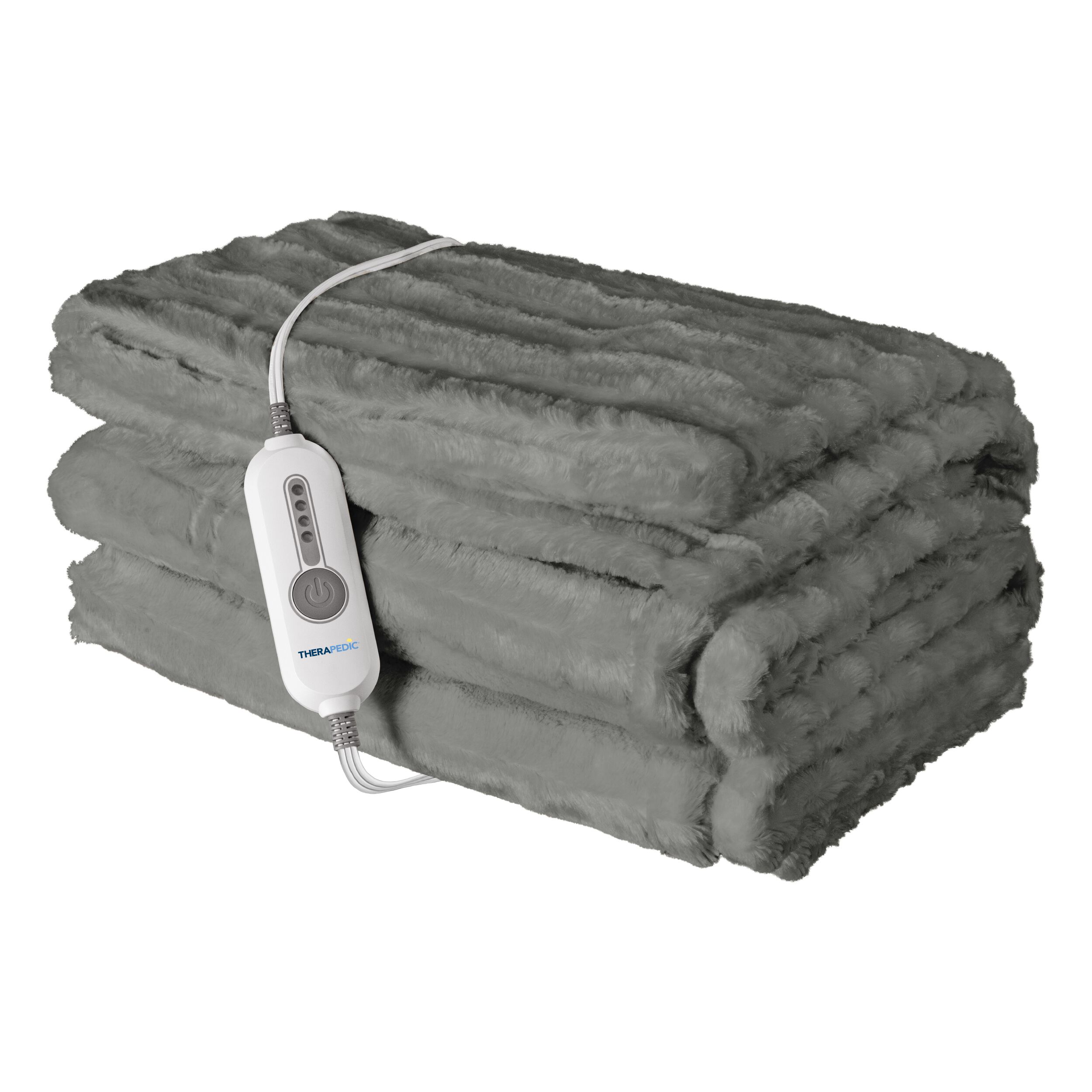 50 inches x 70 inches Mink Grey Heated Blanket, GREY, hi-res image number 0