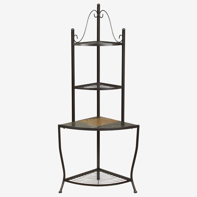 Corner Baker's Rack with Slate Top, BLACK METAL, hi-res image number null