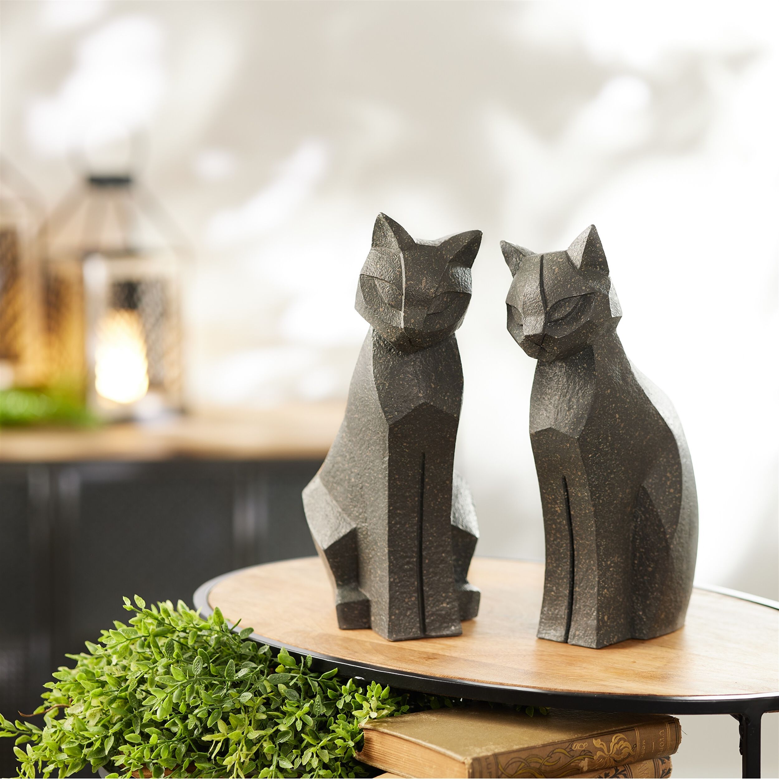 Modern Sitting Cat Statue Set of 4, GRAY, alternate image number 2
