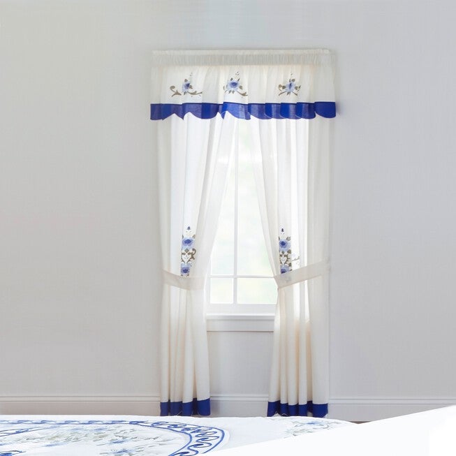 Ava Embroidered Valance, COBALT BLUE, hi-res image number 0