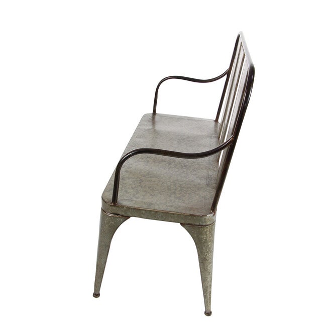 Silver Metal Farmhouse Bench, , alternate image number 4