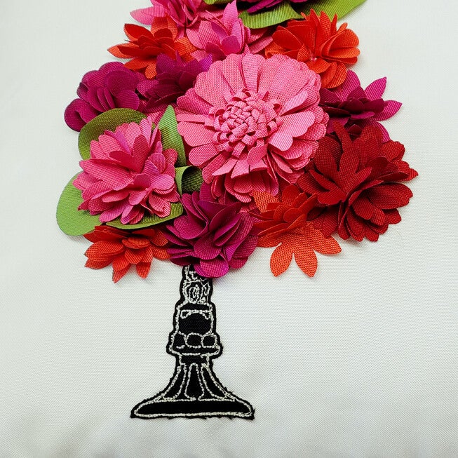 Edie @ Home Indoor & Outdoor Dimensional Topiary With Embroidered Pots Pillow 13X25, Fuchsia Multi, , alternate image number 4
