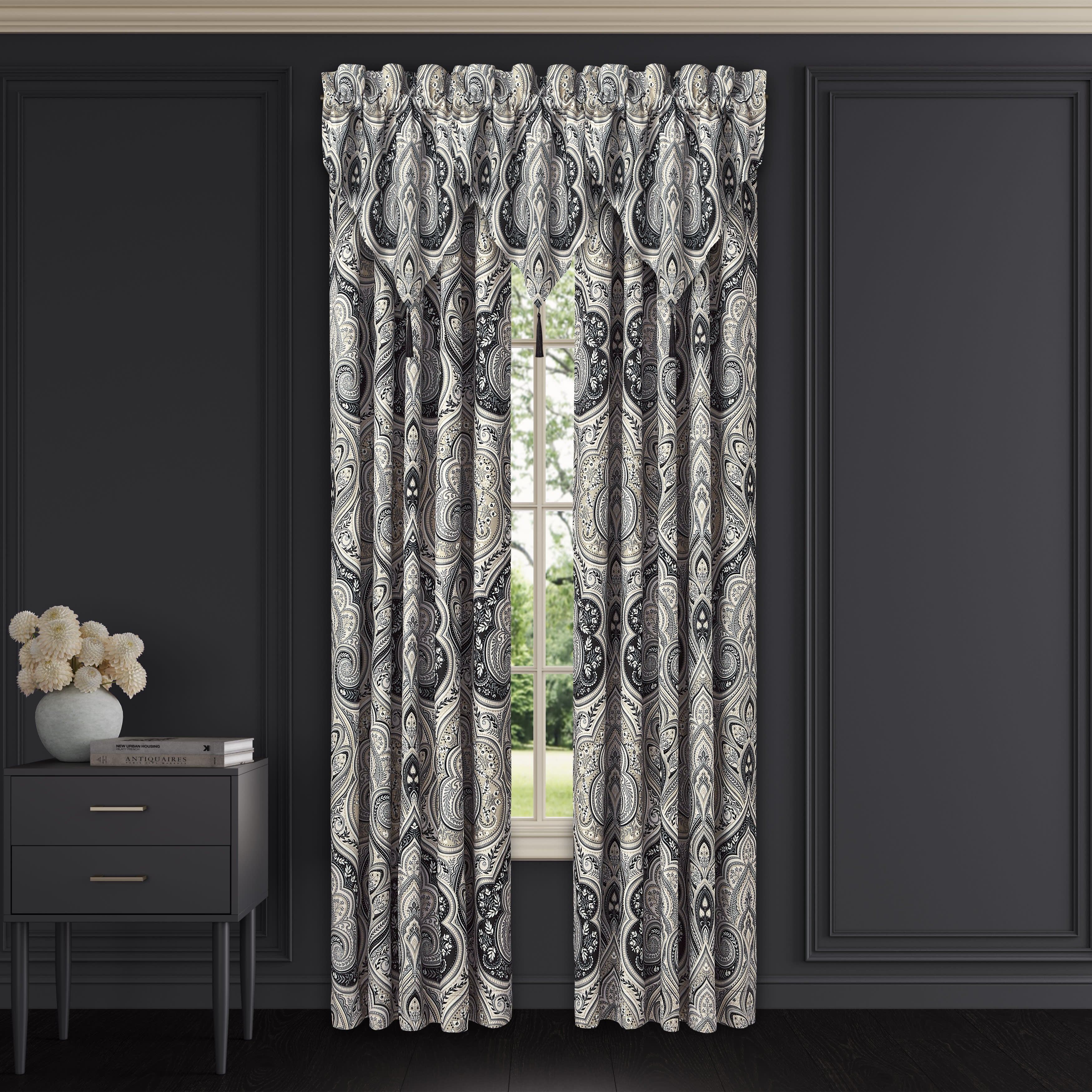 Messina Window Ascot Valance, BLACK, alternate image number 2