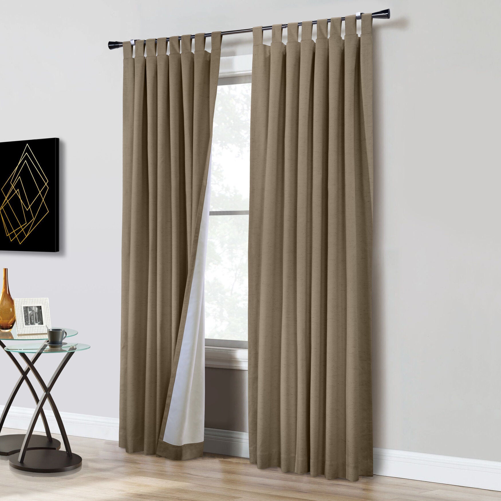 Ventura Blackout Tab Top Curtain Panel Pair, PEBBLE, hi-res image number 0