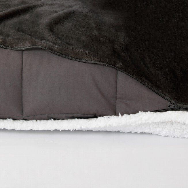 Soft Sherpa Reversible 15lb Weighted Blanket with Washable Cover , , alternate image number null