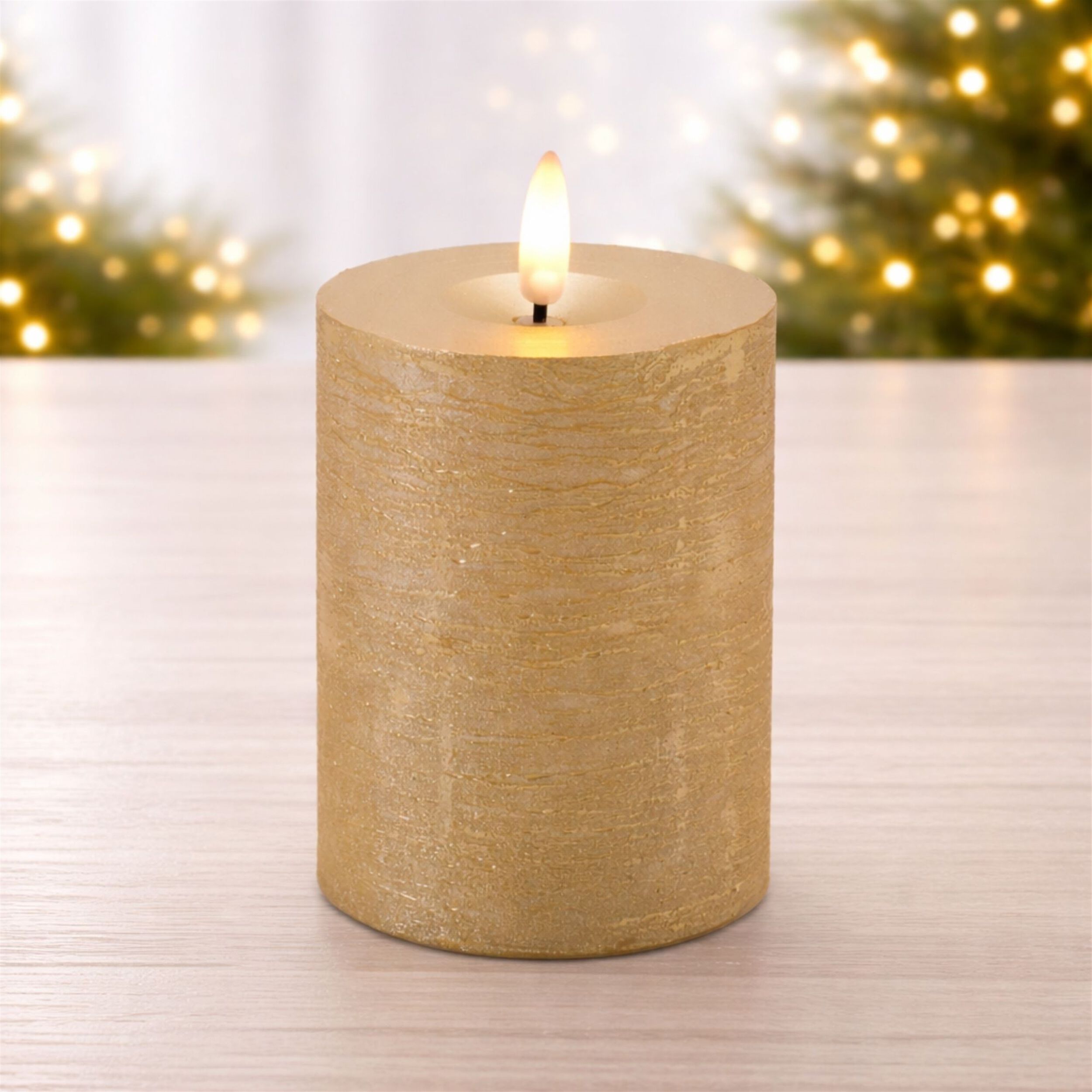 Metallic FIA Wick LED Candle (Set of 2), GOLD, hi-res image number 0