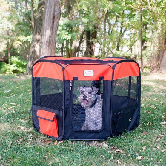 Portable Pet Dog Kitten Playpen In Black And Red Combo, , on-hover image number null