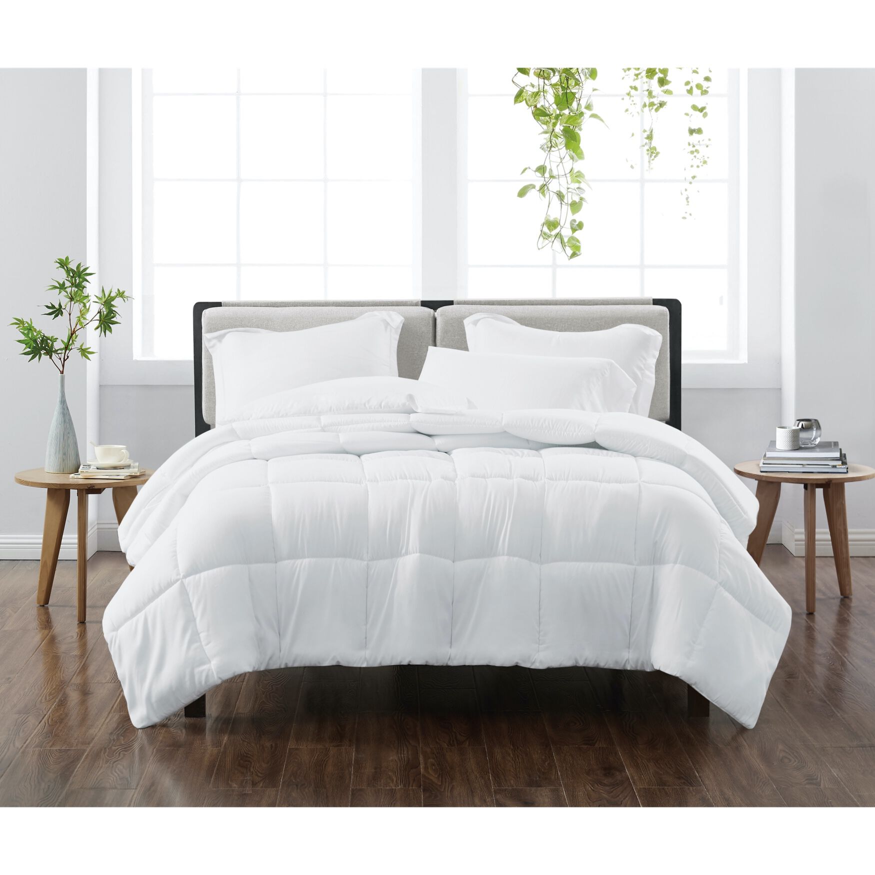 Heritage Solid Comforter Set, WHITE, hi-res image number 0
