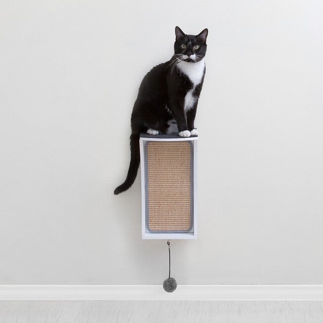 Hauspanther CATchall - Wall Mounted Cat Scratcher, Toy Storage & Perch, WHITE, hi-res image number null