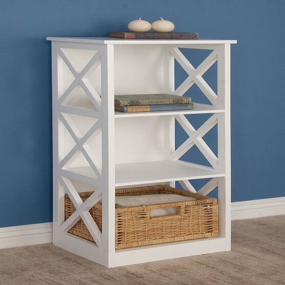 White Wood Traditional Shelving Unit, 40" x 16" x 12"