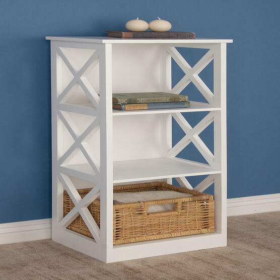 White Wood Traditional Shelving Unit, 40 " x 16 " x 12 ", , alternate image number null