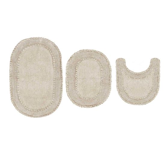 Double Ruffle 3 Piece Set Bath Rug Collection, IVORY, hi-res image number null