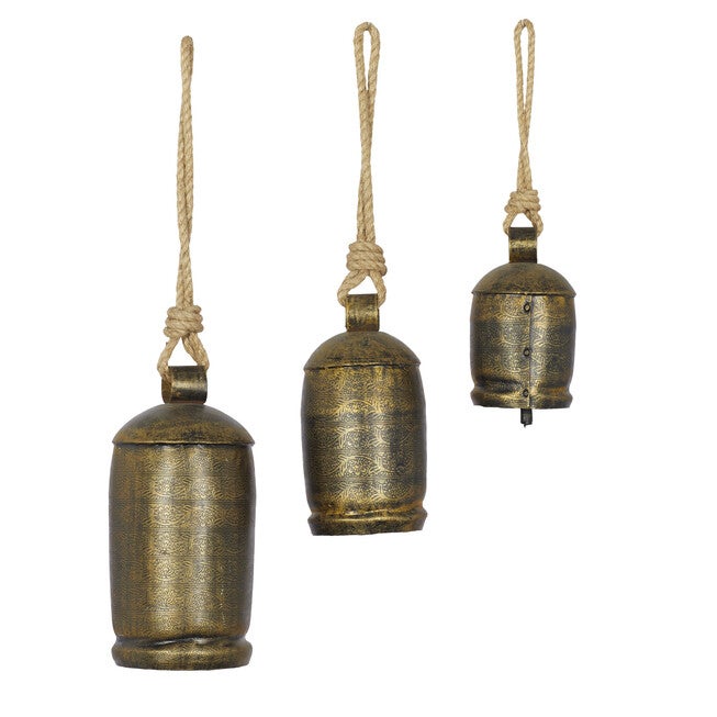 Set Of 3 Bronze Metal Rustic Windchime, , alternate image number 3