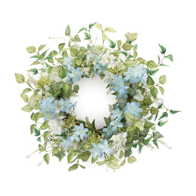 Mini Blossom Wreath 23 inchesD Polyester, BLUE, hi-res image number null