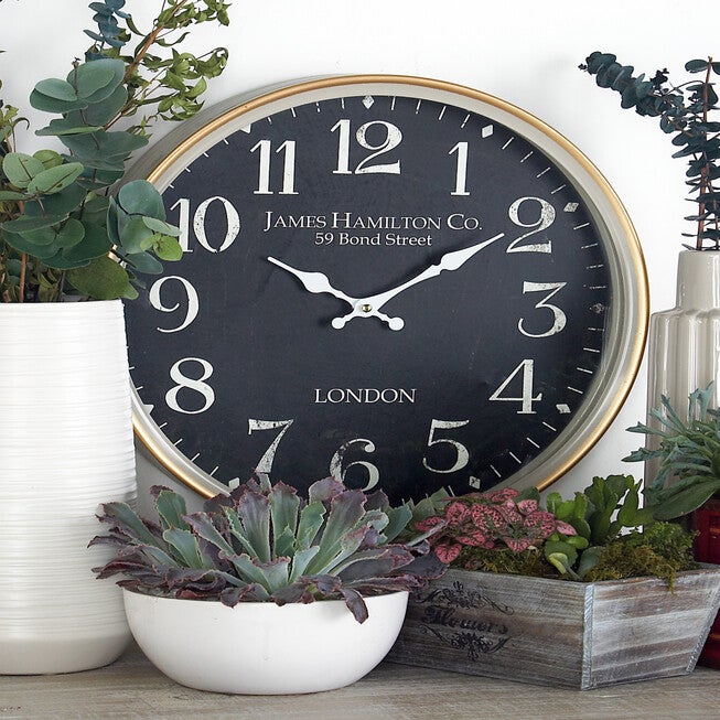 Black Traditional Metal Wall Clock, , alternate image number null