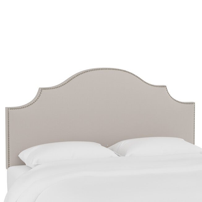 Linen Nail Button Notched Headboard, LINEN PUTTY, hi-res image number 0