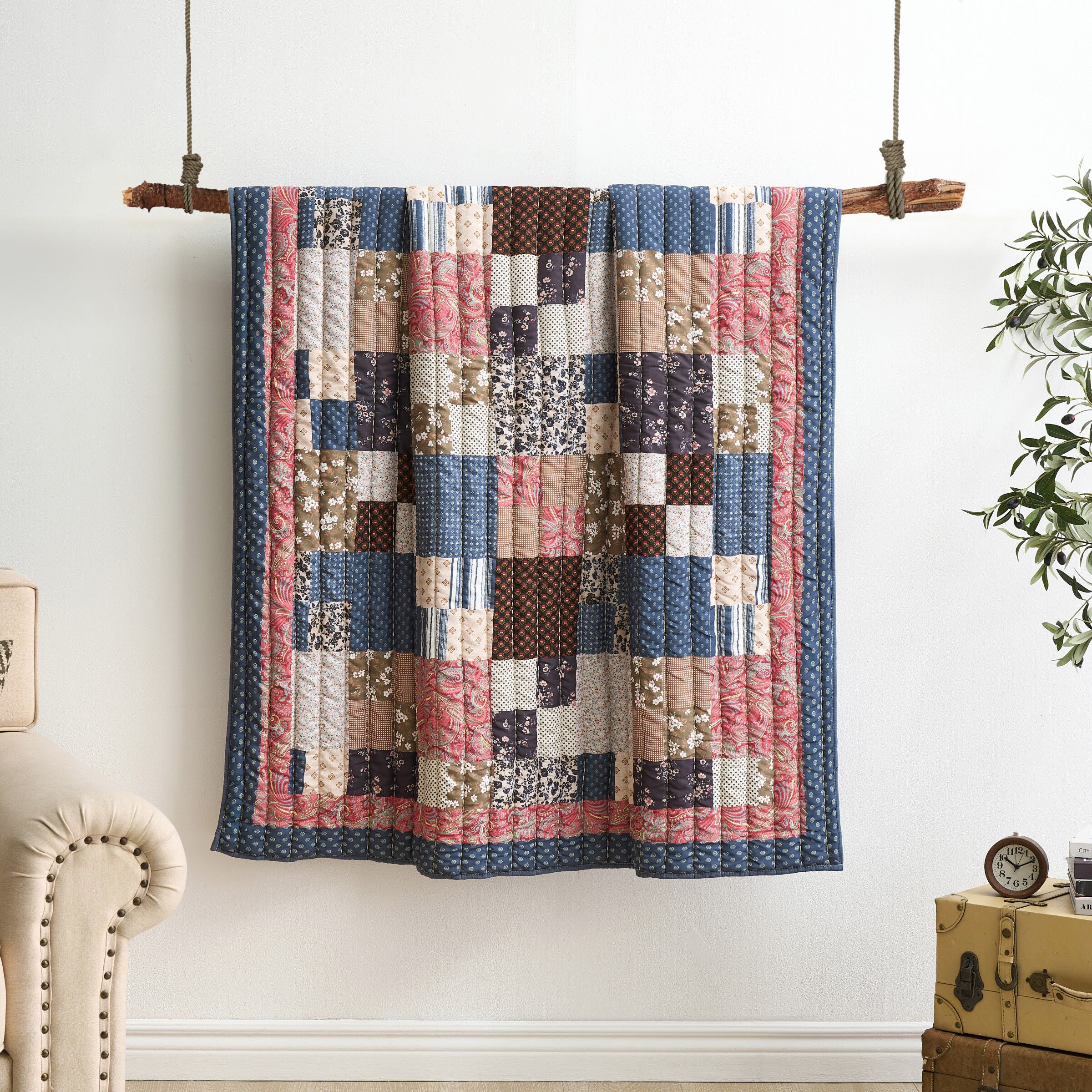 Shiloh Quilted Throw Blanket, CALICO, on-hover image number 1