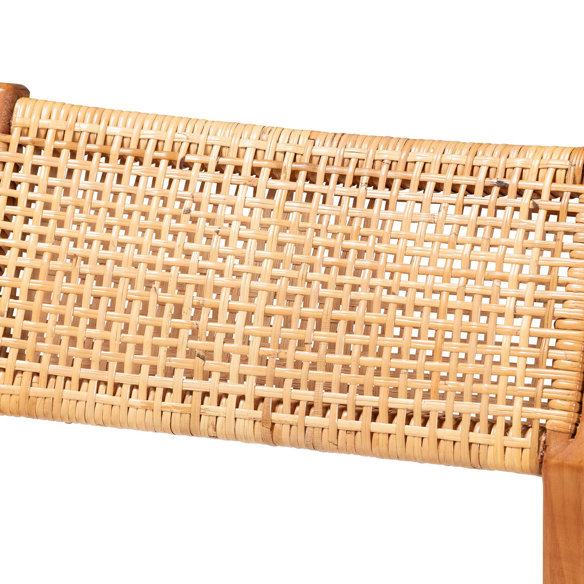 Chatura Natural Rattan and Mahogany Wood 2-Piece Counter Stool Set, HONEY, alternate image number 4
