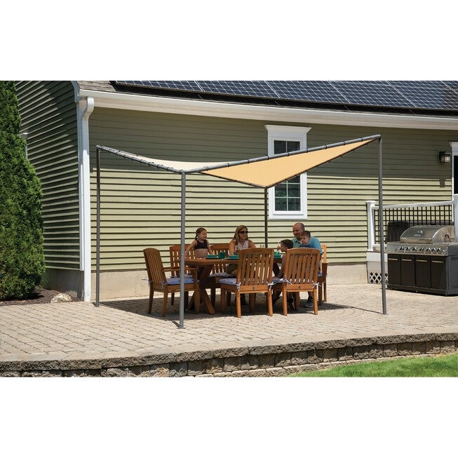 10x10 Del Ray Gazebo Canopy Charcoal Frame Tan Cover, TAN, hi-res image number 0