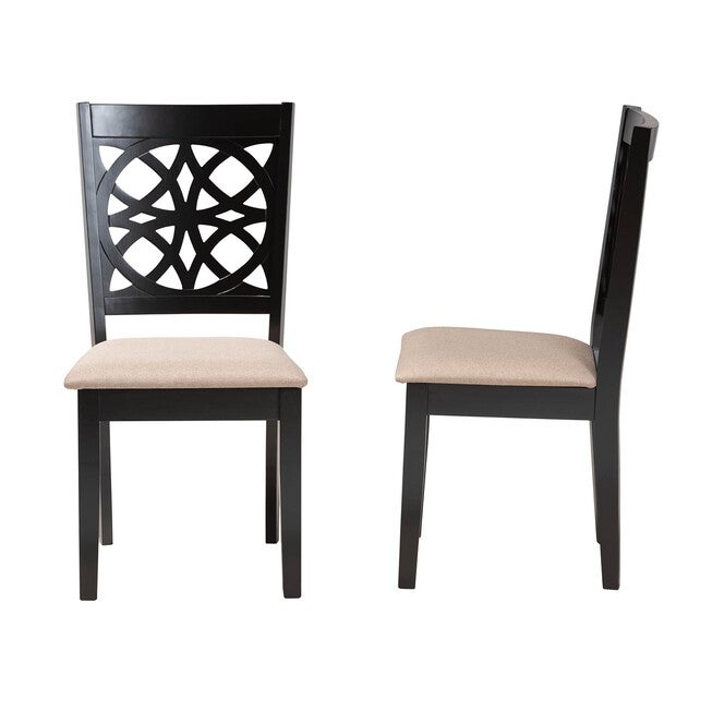Abigail Modern Beige Fabric And Dark Brown Finished Wood 2-Piece Dining Chair Set, , alternate image number null