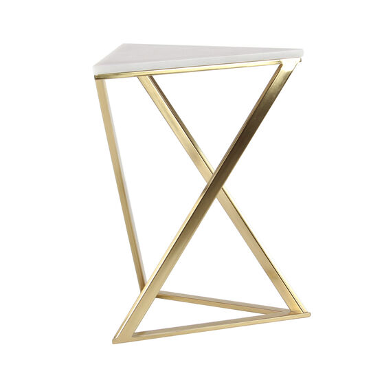 Set of 2 Gold Marble Contemporary Accent Table, 14" x 24", , on-hover image number null