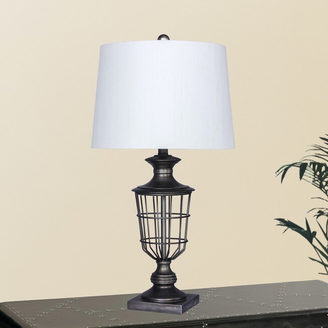 28 inches Antique Silver Metal Table Lamp, ANTIQUE SILVER, hi-res image number 0