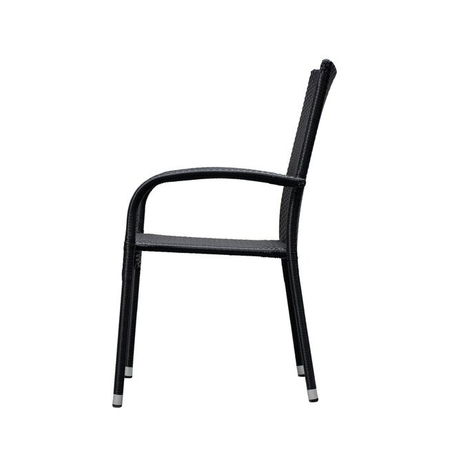 Morgan Outdoor Wicker Stacking Chair - Black - Set of 4, , alternate image number null