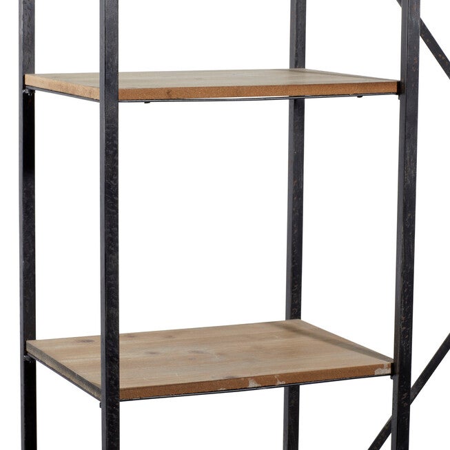 Industrial Rectangular Brown Wood and Metal Multi-Tiered Clothing Rack, 72 inchesH x 44 inchesL x 17 inchesW, , alternate image number 6