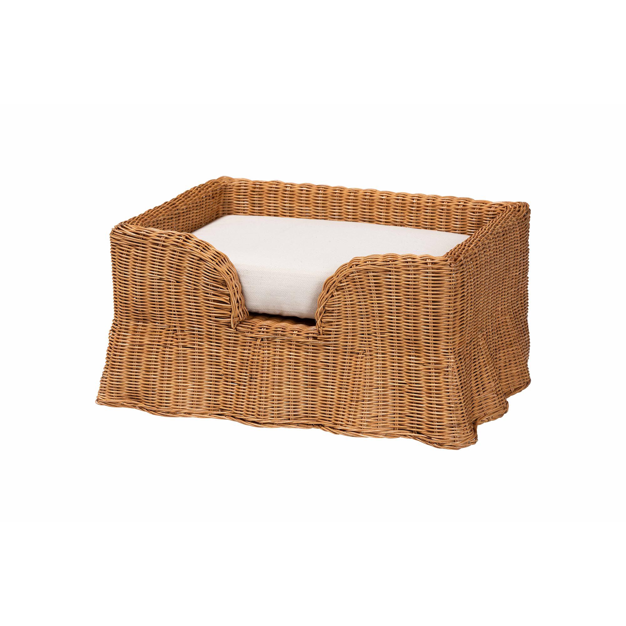 Belita Natural Rattan Pet Bed with Scalloped Base, 27.6 inches, HONEY, alternate image number 1