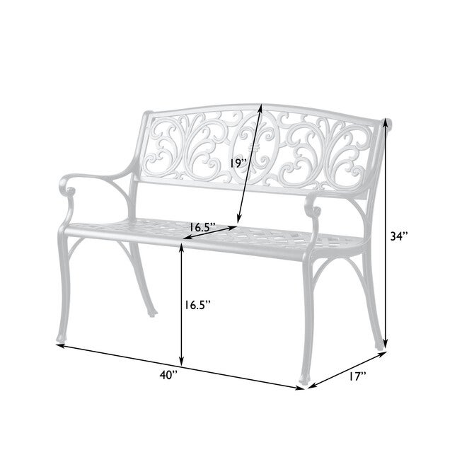 Decatur Cast-Aluminum Patio Bench, , alternate image number 8