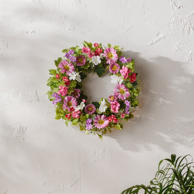 Mixed Floral Wreath 24.5 inchesD Polyester, , on-hover image number null