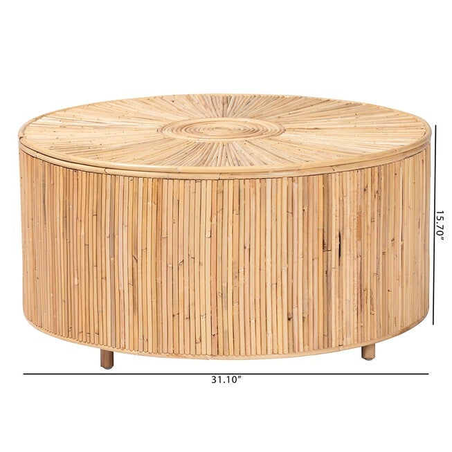 Miami Bohemian Light Honey Rattan Coffee Table, , alternate image number null