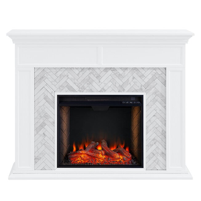 Torlington Tiled Marble Fireplace Mantel w/ Alexa Firebox, , alternate image number null