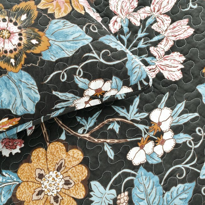 Lush Décor Sydney Quilt Black/Blue 3Pc Set, , alternate image number null