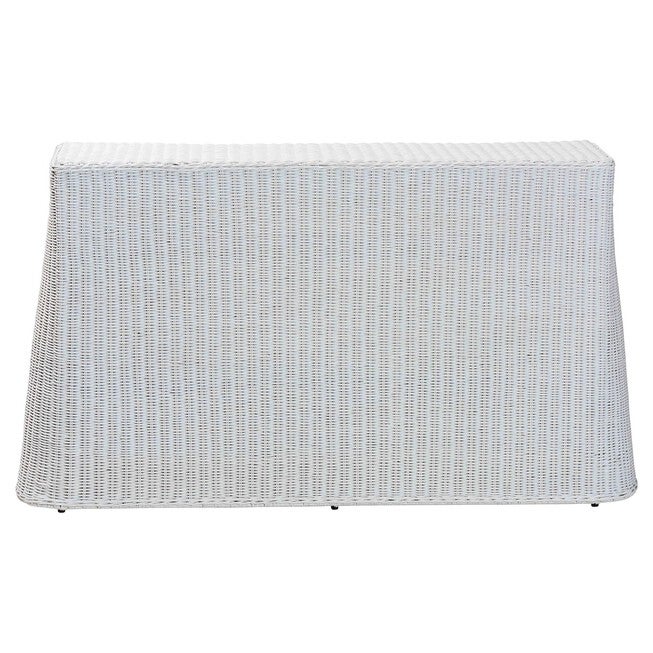 Palm Bohemian White Scallop Rattan Console Table, WHITE, alternate image number null