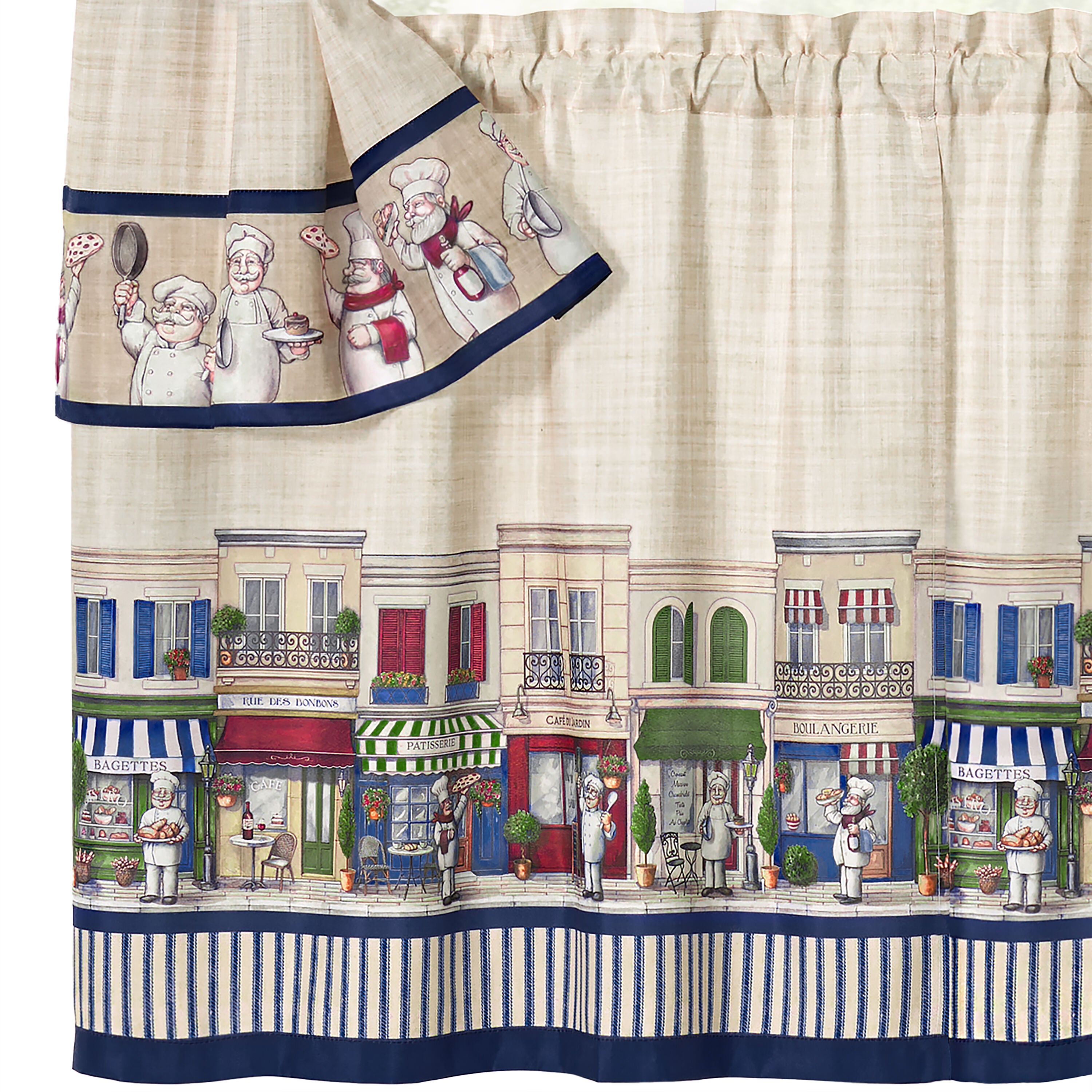 Bon Appetit Printed Cottage Window Curtain Set, MULTI, alternate image number 3