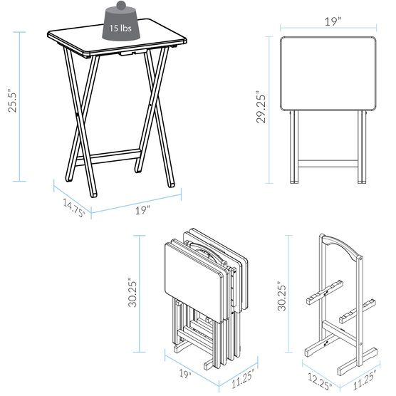 5pcs Tray Table Set - White, , alternate image number null