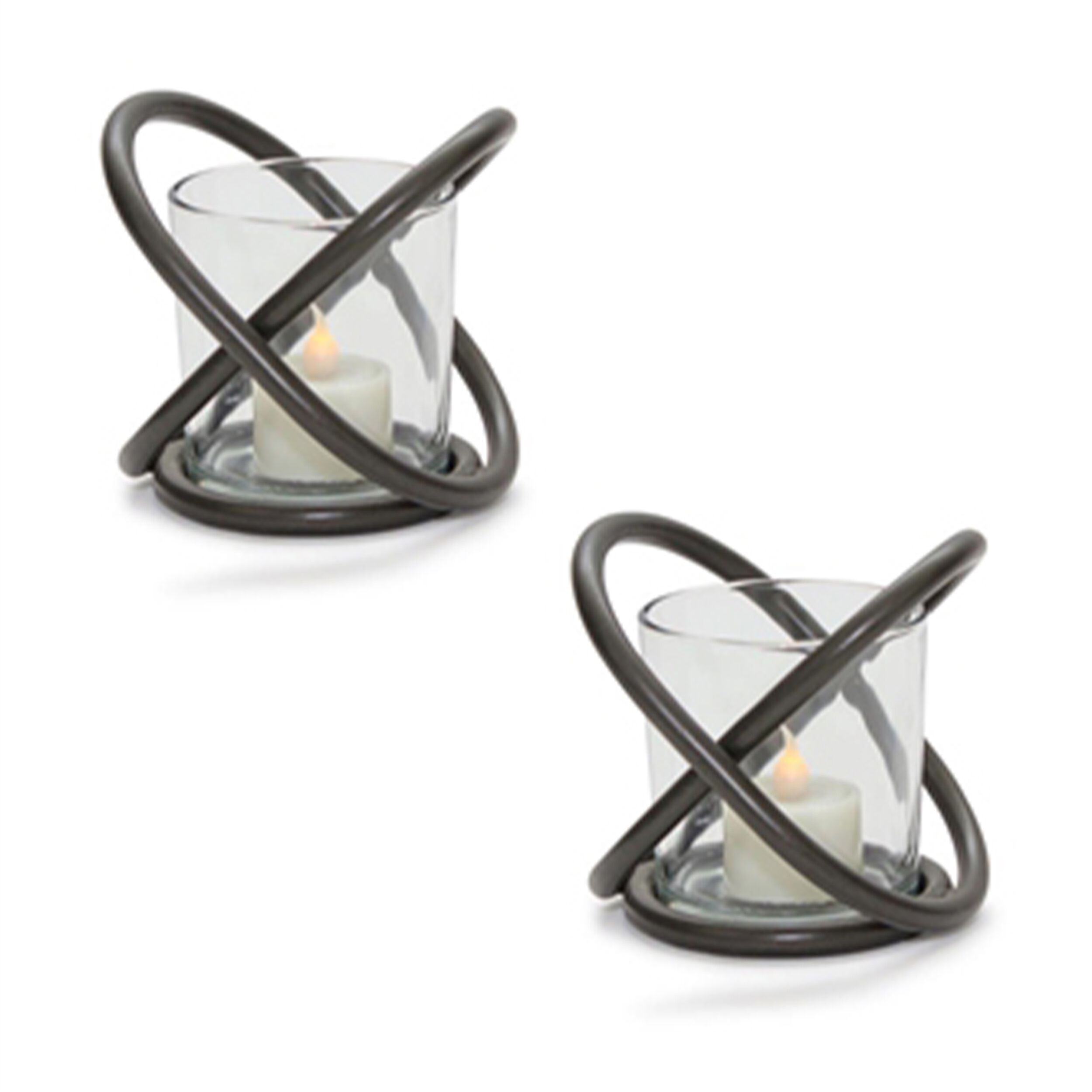 Votive Holder (Set of 2) 4 inchesH Metal/Glass, BROWN/BRONZE, alternate image number 2