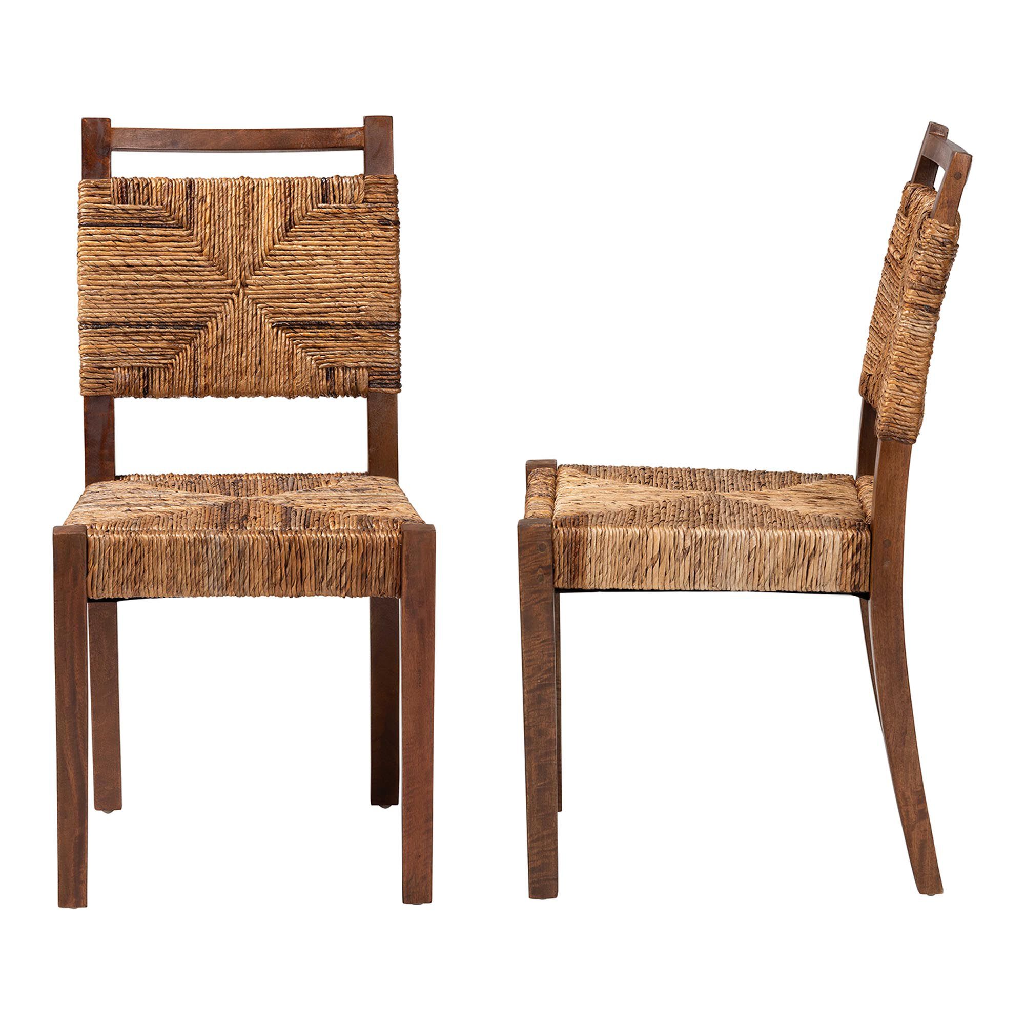 Cordoba Bohemian Natural Seagrass and Mahogany Wood 2-Piece Dining Chair, NATURAL, alternate image number 3