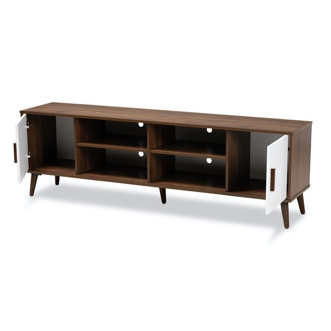 Quinn Mid-Century Modern 2-Door Wood Tv Stand Furniture, , on-hover image number 1