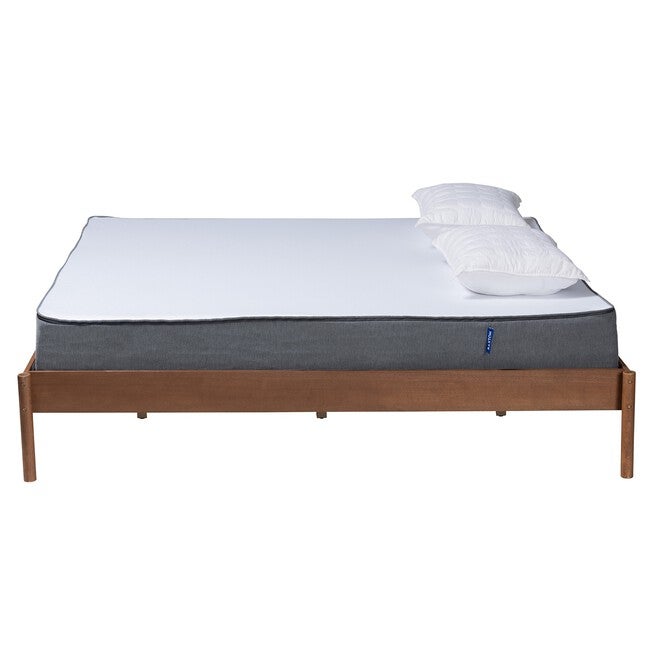 Agatis Mid-Century Modern Ash Walnut Finished Wood Bed Frame, , alternate image number null