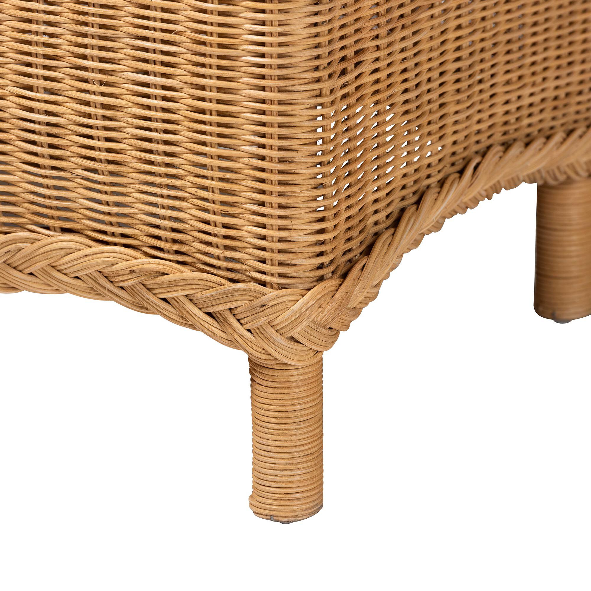Erla Bohemian Light Honey Rattan Accent Bench with Scallop border, HONEY, alternate image number 5