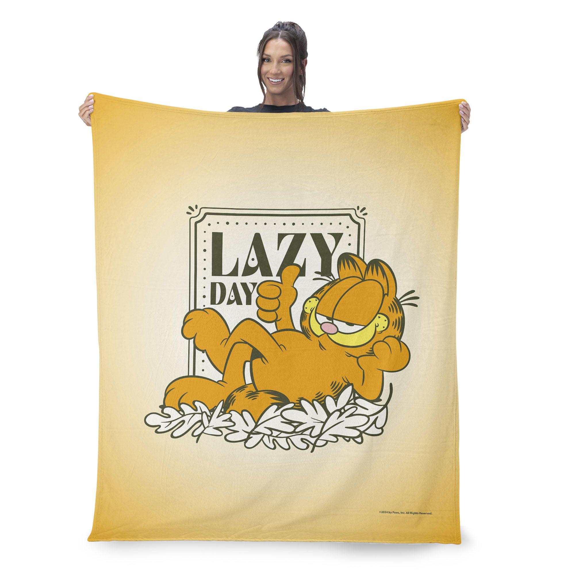 Nickelodeon Garfield Lazy Day Silk Touch Sherpa Throw Blanket 50x60 Inches, TAN, on-hover image number 1