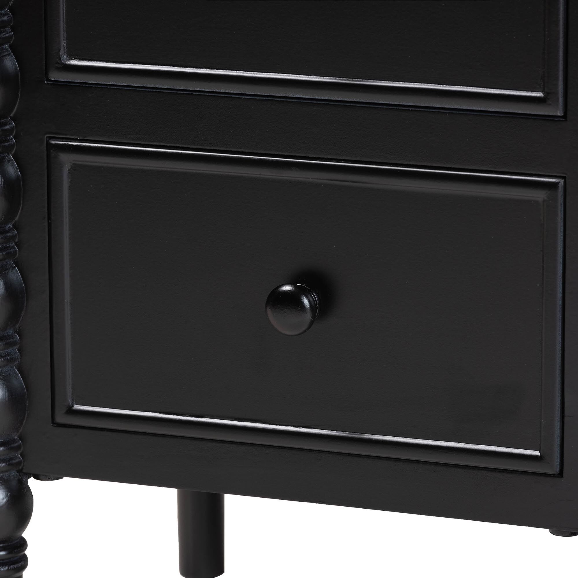 Malinda Classic Black Wood 2-Drawer End Table with Spindle Legs, BLACK, alternate image number 6