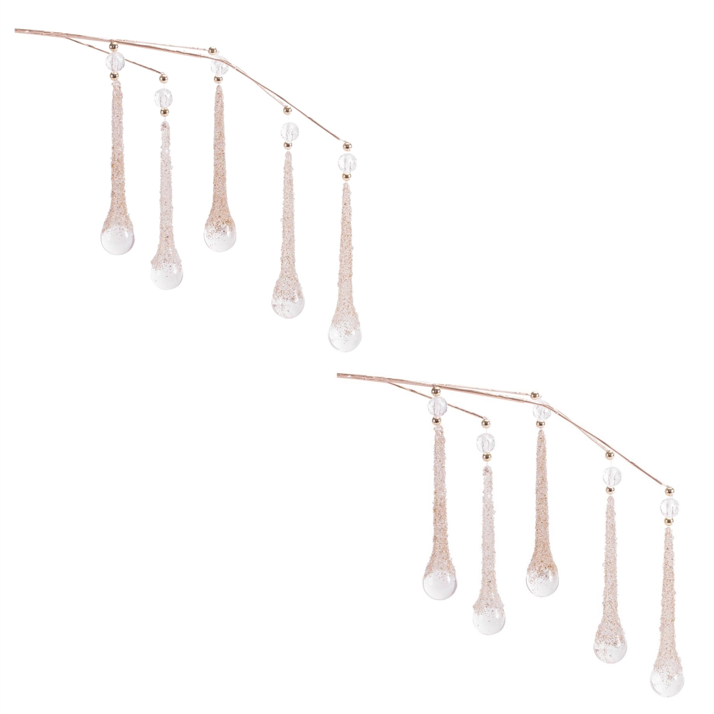 Beaded Icicle Drop Spray (Set of 2), GOLD CLEAR, alternate image number 2