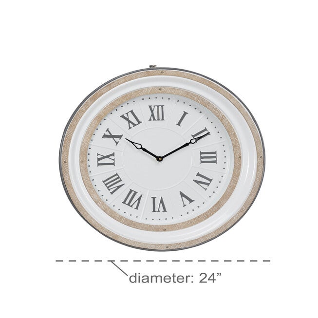 White Farmhouse Metal Wall Clock, , alternate image number null