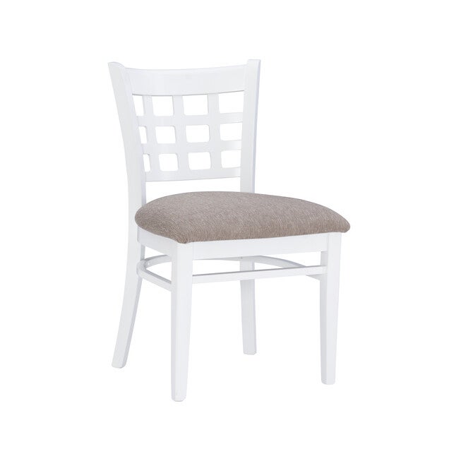 Lola Side Chair White Upholstered Set of 2, WHITE, hi-res image number 0