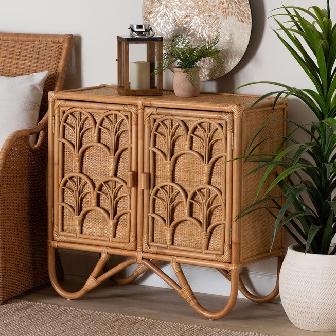 Baylor Bohemian Light Honey Rattan Storage Cabinet, LIGHT, hi-res image number null