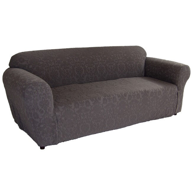 1-Pc. Floral Embossed Stretch Slipcover , GRAY, hi-res image number 0